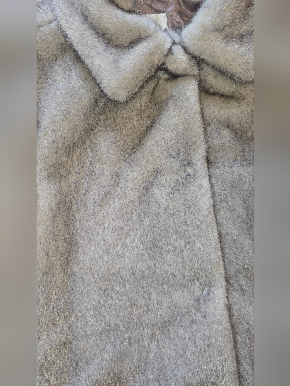 Abercrombie & Fitch Faux Fur Maxi Coat Size Small Gray NWOT - Picture 10 of 11